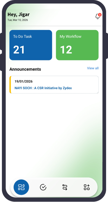 Zydex travel and expense workflow dashboard